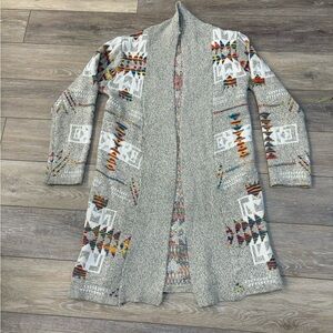 Northern Angel Cardigan Gray Rainbow Aztec Sz M Boho Southwest Anthropologie